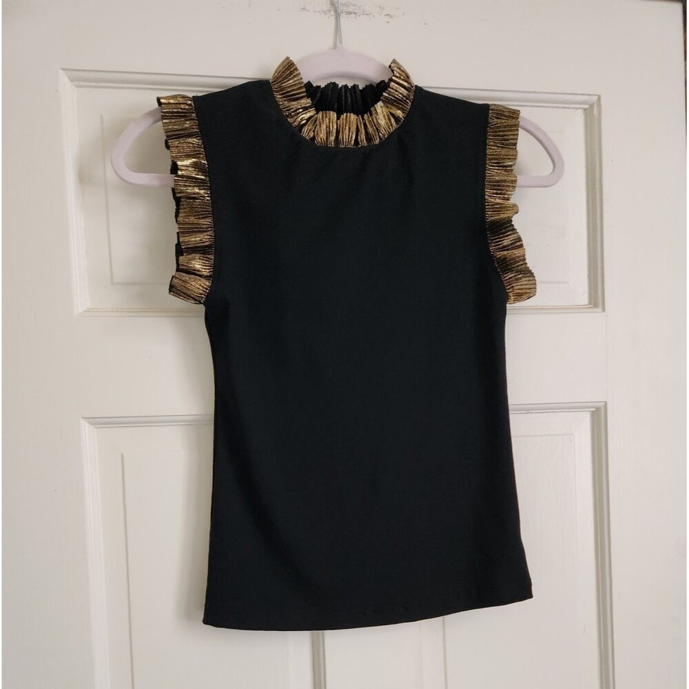 Magic Tailgate Football Witch Goblin Sparkle City Black Gold Ruffle High Neck  S